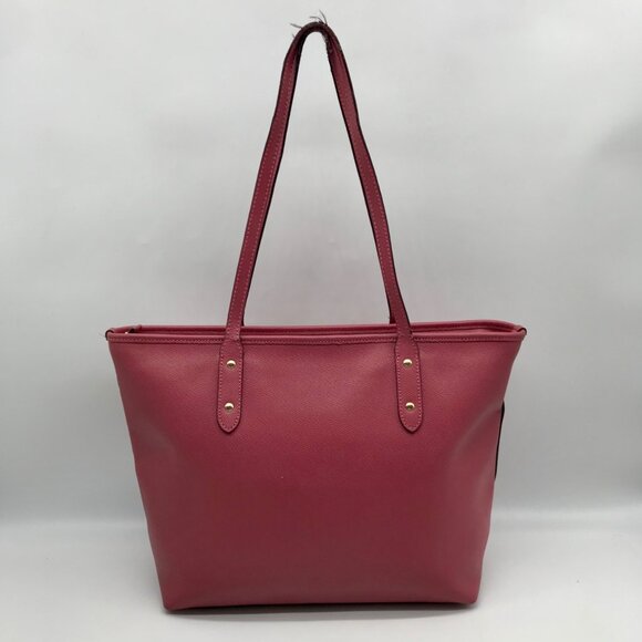 Coach Pink Crossgrain Leather City Zip Tote Bag F58846 - Picture 2 of 12